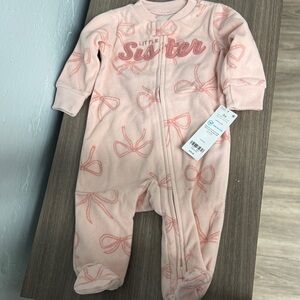 Carter's Pink Bow Little Sister Footie